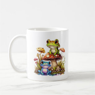 Niedlicher Frosch auf Toadstools Kaffee Tee Kaffeetasse