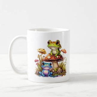 Niedlicher Frosch auf Toadstools Kaffee Tee Kaffeetasse