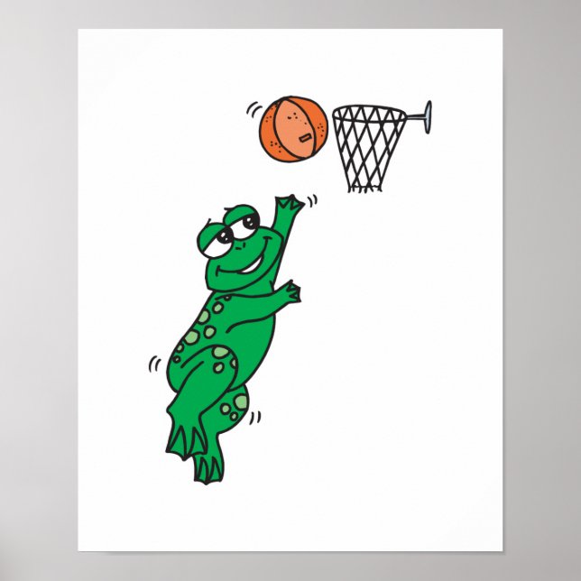 niedlicher Frosch beim Basketball Poster (Vorne)