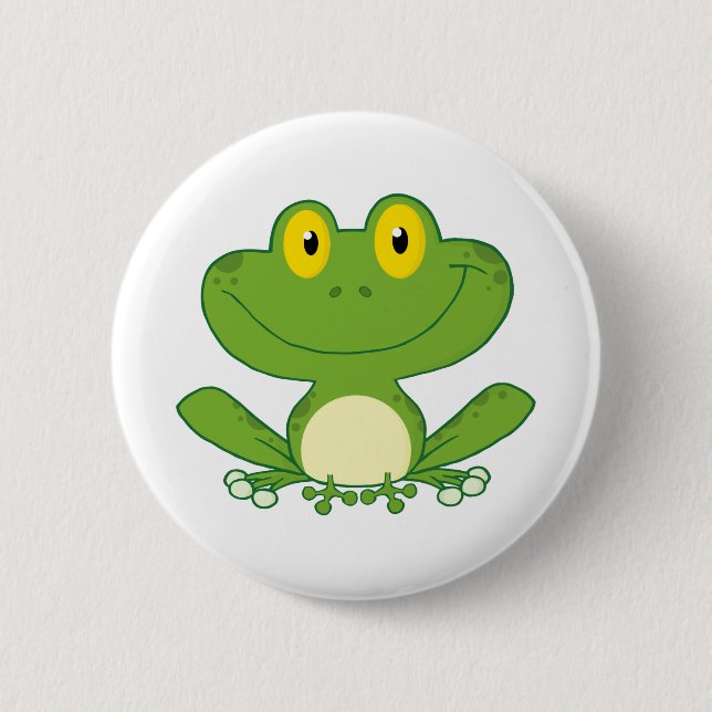 Niedlicher Frosch-Cartoon-Charakter Button (Vorderseite)