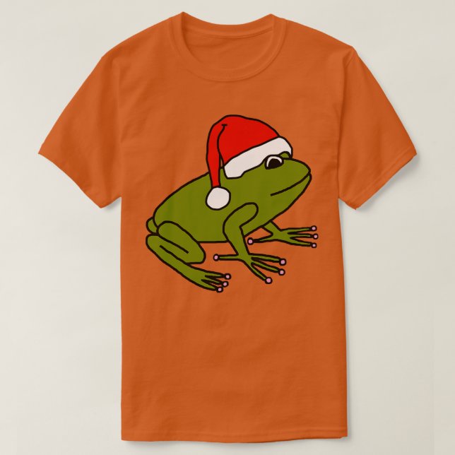 Niedlicher Frosch, der eine Weihnachtsfeier trägt T-Shirt (Design vorne)