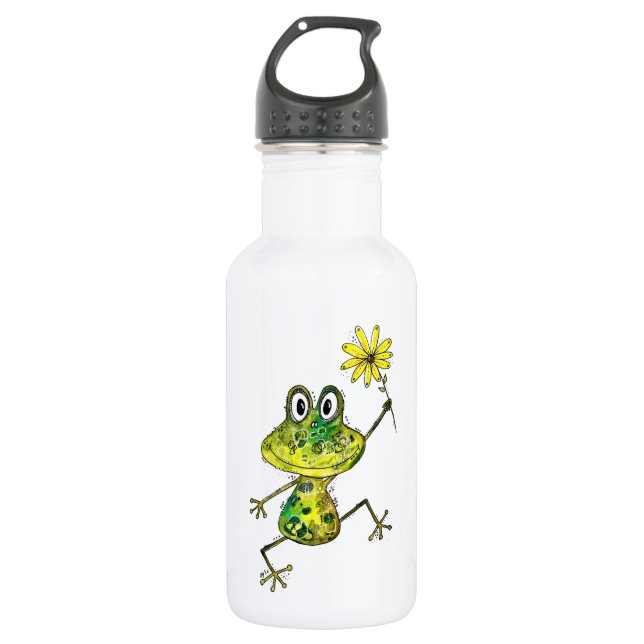 Niedlicher Frosch Edelstahlflasche (Vorderseite)
