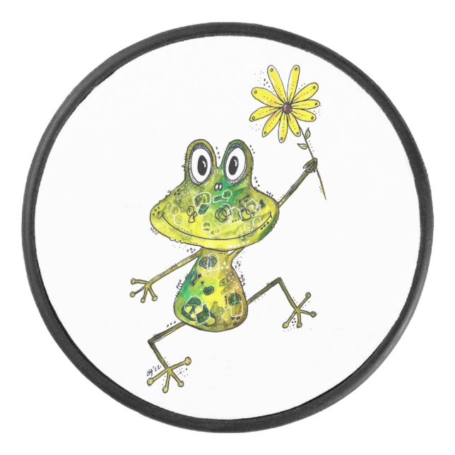 Niedlicher Frosch Eishockey Puck (Vorderseite)