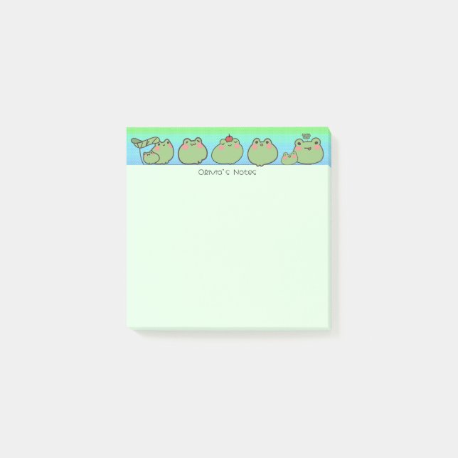 Niedlicher Frosch farbiger Gradient Personalisiert Post-it Klebezettel (Vorderseite)