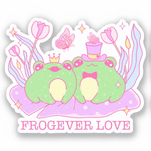 Niedlicher Frosch - Frogever-Liebe Aufkleber (Vorderseite)
