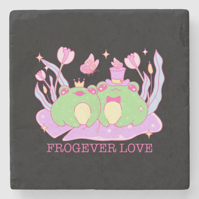 Niedlicher Frosch - Frogever-Liebe Steinuntersetzer (Vorderseite)
