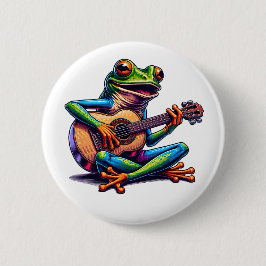 Niedlicher Frosch Gitarre spielen Button