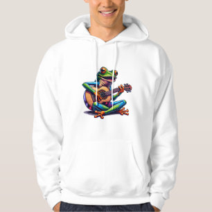Niedlicher Frosch Gitarre spielen Hoodie