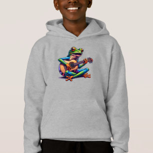 Niedlicher Frosch Gitarre spielen Hoodie