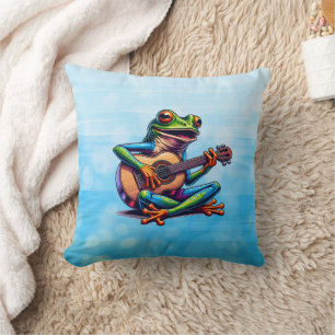 Niedlicher Frosch Gitarre spielen Kissen