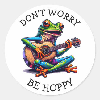 Niedlicher Frosch Gitarre spielen | Mach dir keine Runder Aufkleber