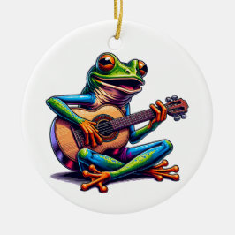 Niedlicher Frosch Gitarre spielen | Toad Puff Weih Keramik Ornament