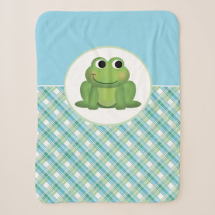 Niedlicher Frosch-grüne und blaue karierte Sherpa Sherpadecke
