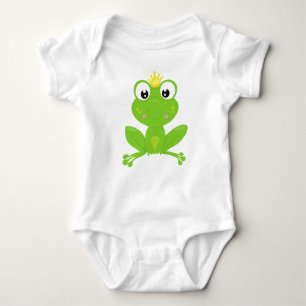 Niedlicher Frosch, Grüner Frosch, Kronen, Froschpr Baby Strampler