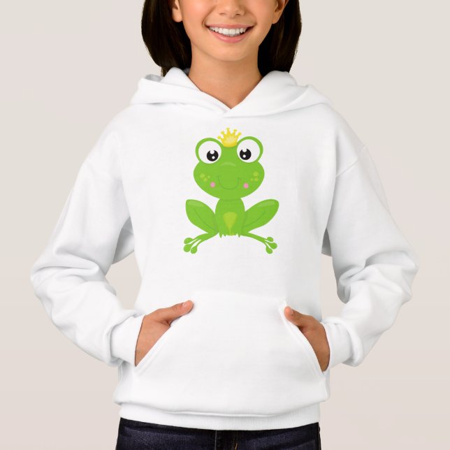 Niedlicher Frosch, Grüner Frosch, Kronen, Froschpr Hoodie (Vorderseite)