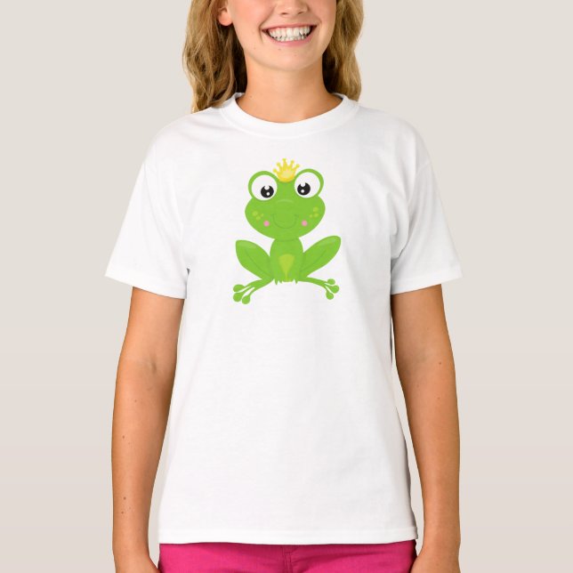 Niedlicher Frosch, Grüner Frosch, Kronen, Froschpr T-Shirt (Vorderseite)