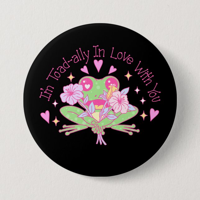 Niedlicher Frosch - Ich bin völlig in Liebe mit Ih Button (Vorderseite)