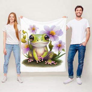Niedlicher Frosch in Blume Blanket Fleecedecke