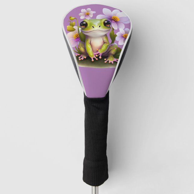 Niedlicher Frosch in Blume Golf Headcover (Vorderseite)