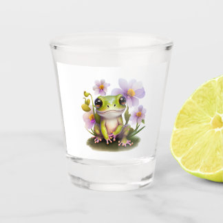 Niedlicher Frosch in Blume Schnapsglas