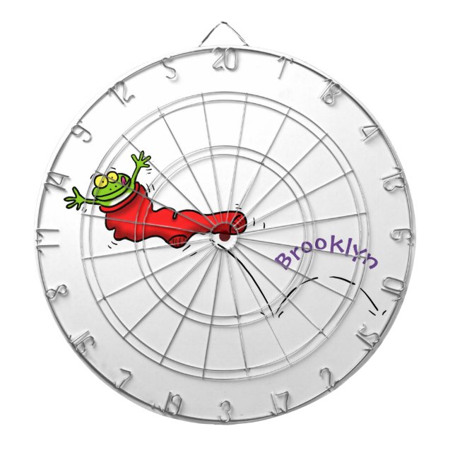 Niedlicher Frosch in einem roten Cartoon Dartscheibe (vorne)