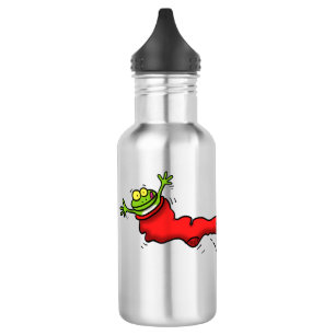 Niedlicher Frosch in einem roten Cartoon Edelstahlflasche