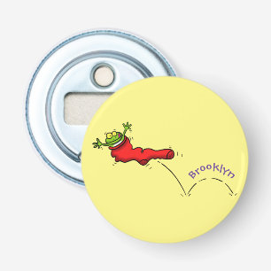 Niedlicher Frosch in einem roten Cartoon Flaschenöffner