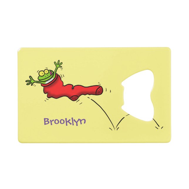 Niedlicher Frosch in einem roten Cartoon Geldbeutel Flaschenöffner (Vorderseite (Horizontal))