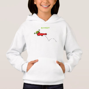 Niedlicher Frosch in einem roten Cartoon Hoodie