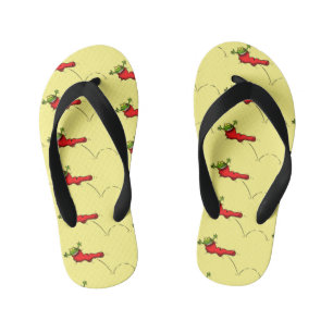 Niedlicher Frosch in einem roten Cartoon Kinderbadesandalen