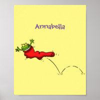 Niedlicher Frosch in einem roten Cartoon