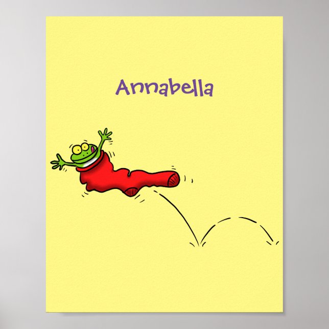 Niedlicher Frosch in einem roten Cartoon Poster (Vorne)