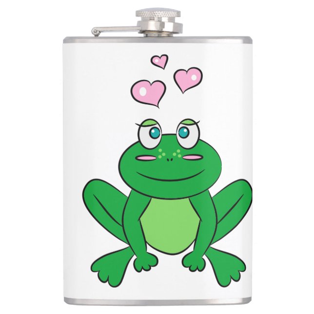 Niedlicher Frosch in Liebe Flachmann (Vorderseite)