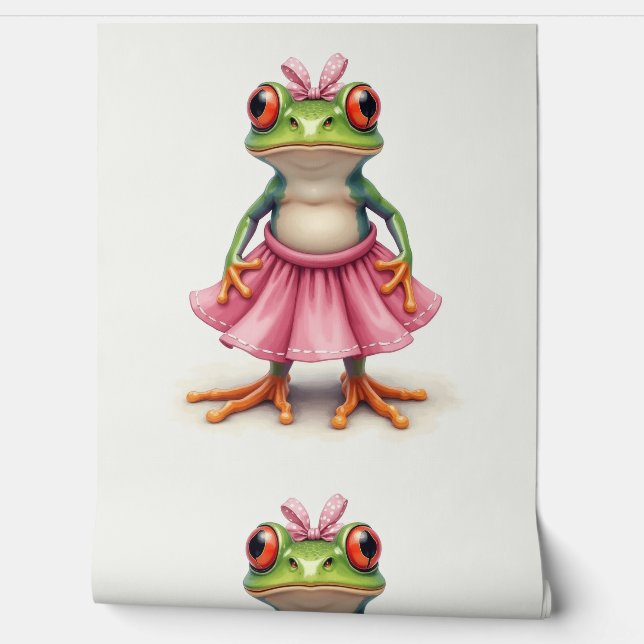 Niedlicher Frosch in Rosa Tapete (Abrollen)