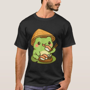 Niedlicher Frosch isst Sushi Anime Japanische Männ T-Shirt