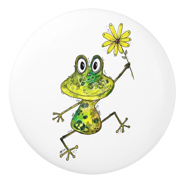 Niedlicher Frosch Keramikknauf (Vorderseite)