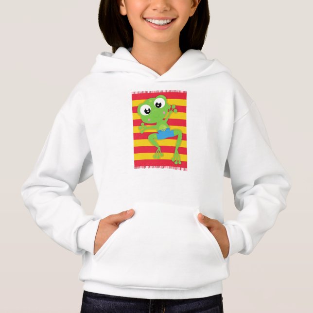 Niedlicher Frosch, kleiner Frosch, Grüner Frosch,  Hoodie (Vorderseite)