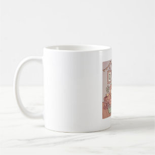 Niedlicher Frosch liest ein Buch im gemütlichen Zi Kaffeetasse