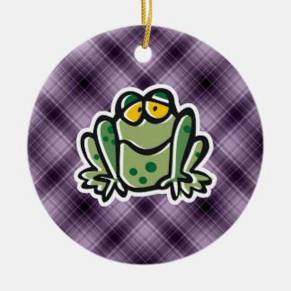 Niedlicher Frosch; Lila Keramik Ornament