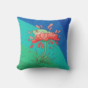 Niedlicher Frosch mit Blume Petals Kissen