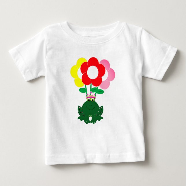 Niedlicher Frosch mit bunten Blume Kleinkind T - S Baby T-shirt (Vorderseite)