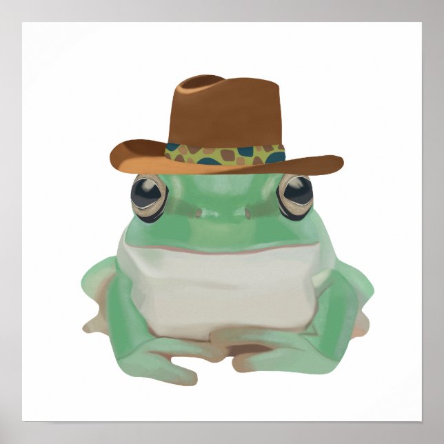 Niedlicher Frosch mit Cowboy-Hut Poster (Vorne)