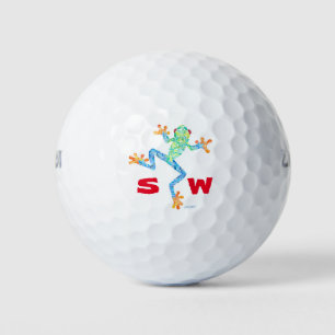 Niedlicher Frosch mit Initials Golf Ball