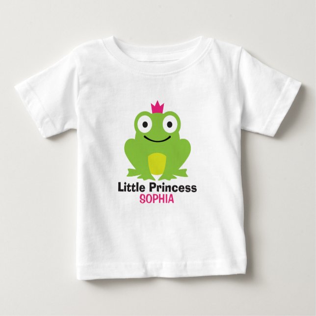 Niedlicher Frosch mit Kronen und personalisiertem  Baby T-shirt (Vorderseite)