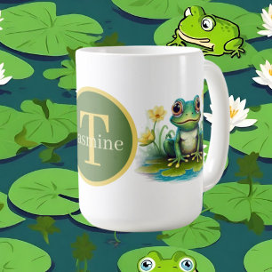 niedlicher Frosch mit Monogramm Kaffeetasse