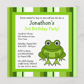 Niedlicher Frosch mit Streifen zum Geburtstag Einl Einladung