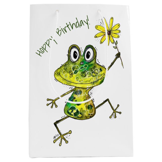 Niedlicher Frosch Mittlere Geschenktüte (Vorderseite)