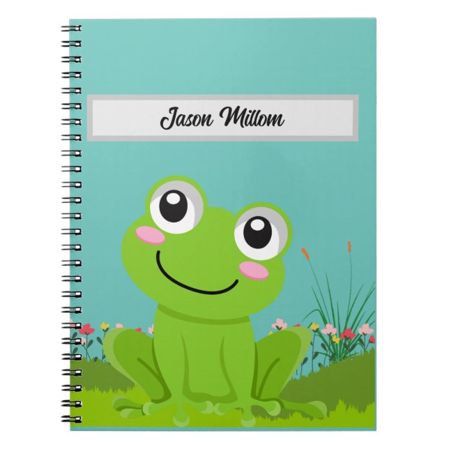 Niedlicher Frosch personalisiert mit Kindername Notizblock (Vorderseite)