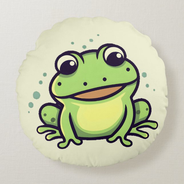 Niedlicher Frosch Rundes Kissen (Vorderseite)