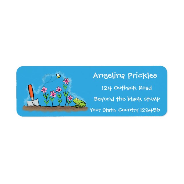 Niedlicher Frosch und Biene in Cartoon-Abbildung (Vorne)